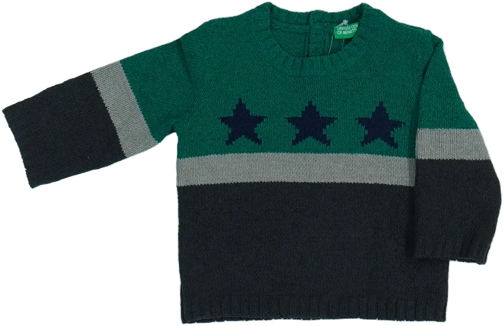 Zöld Benetton Kötött pulcsi EU 68 / UK 3-6 hónap / US 3-6 hónap