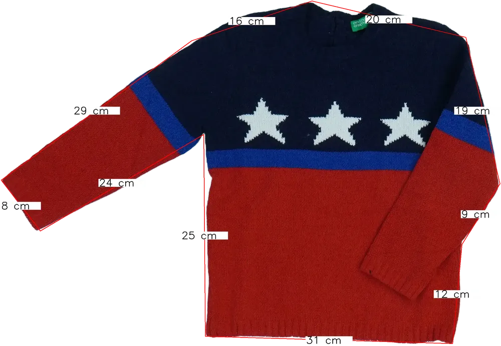 Piros Benetton Kötött pulcsi EU 104 / UK 4 év / US 4T/XS