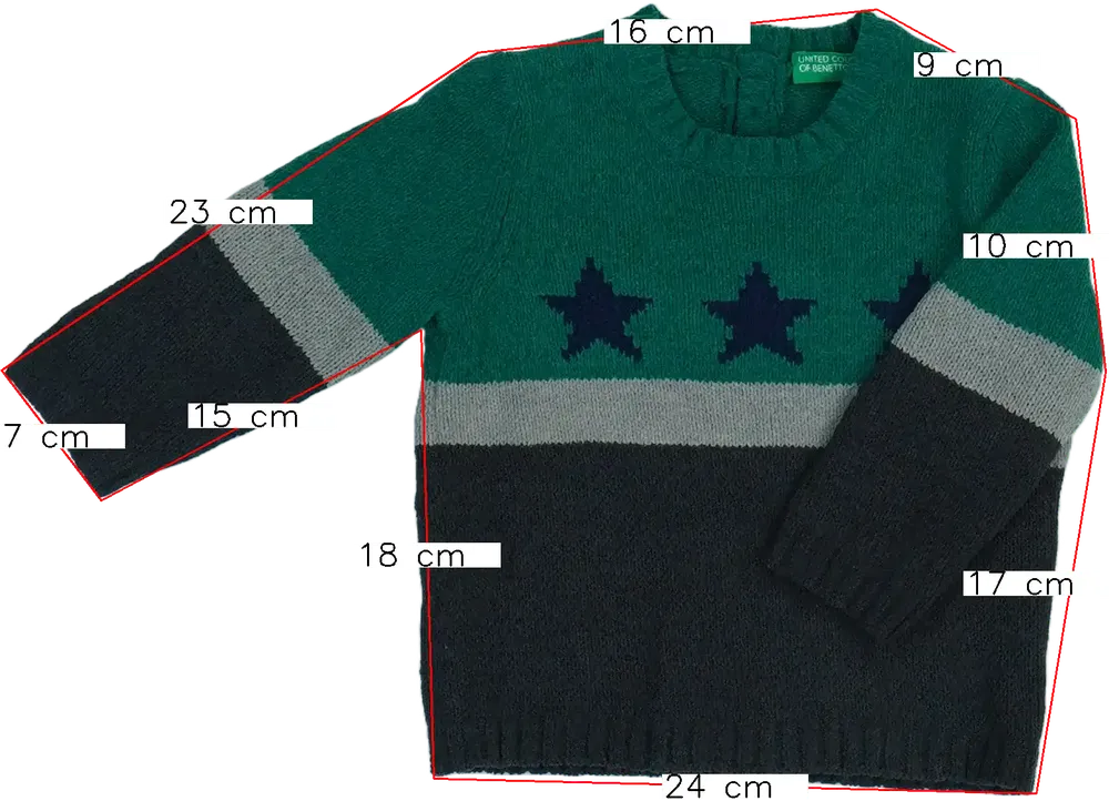 Zöld Benetton Kötött pulcsi EU 74 / UK 6-9 hónap / US 6-9 hónap