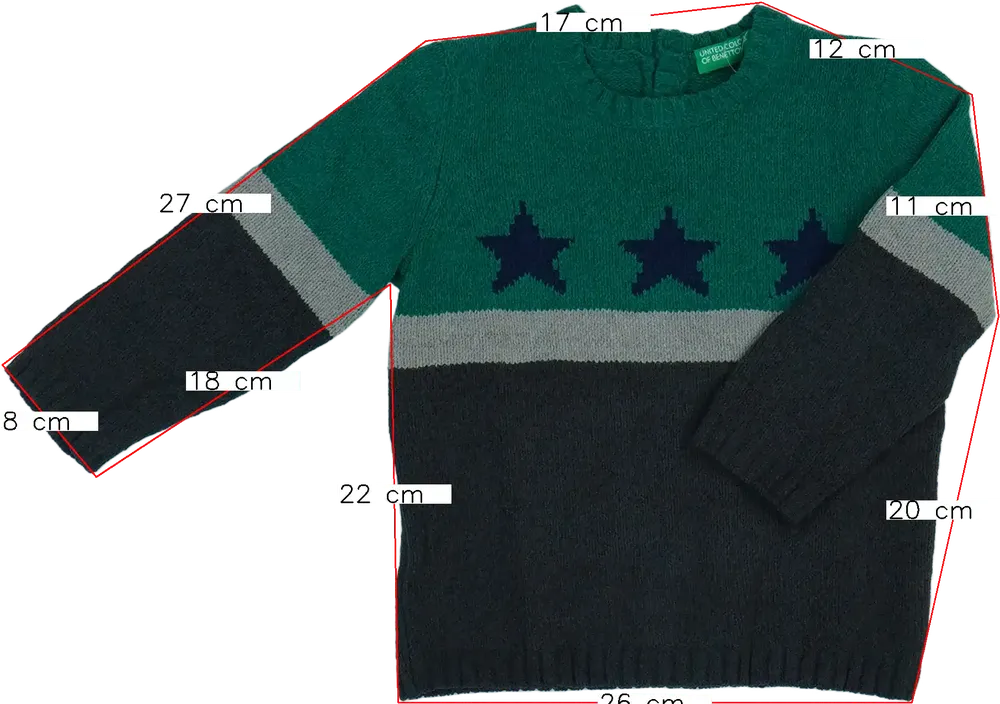 Zöld Benetton Kötött pulcsi 86cmx112cm