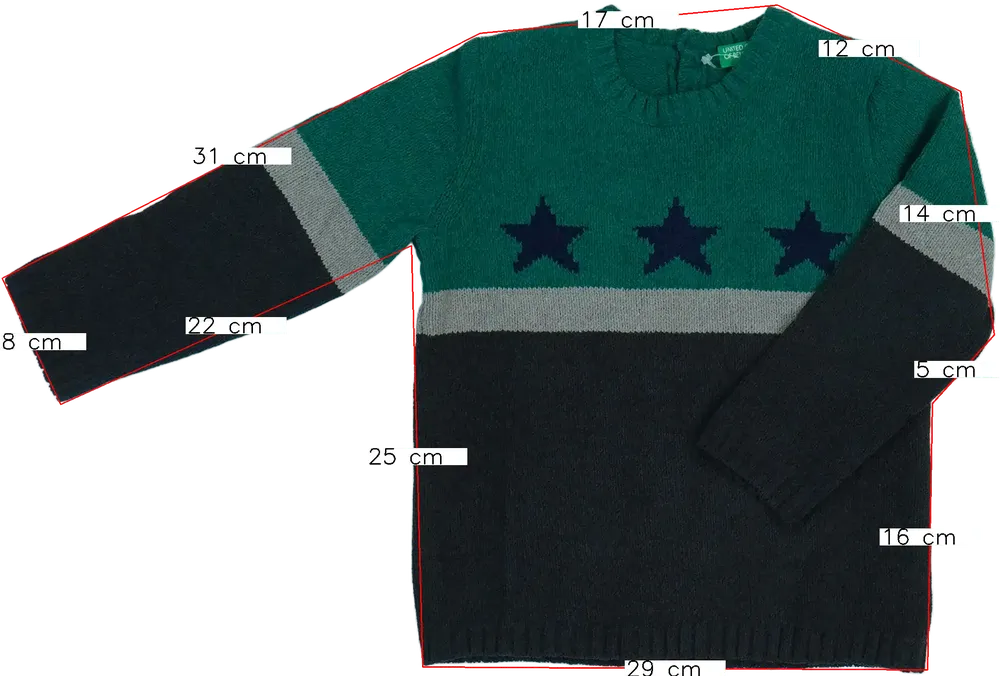 Zöld Benetton Kötött pulcsi EU 92 / UK 2 év / US 2T