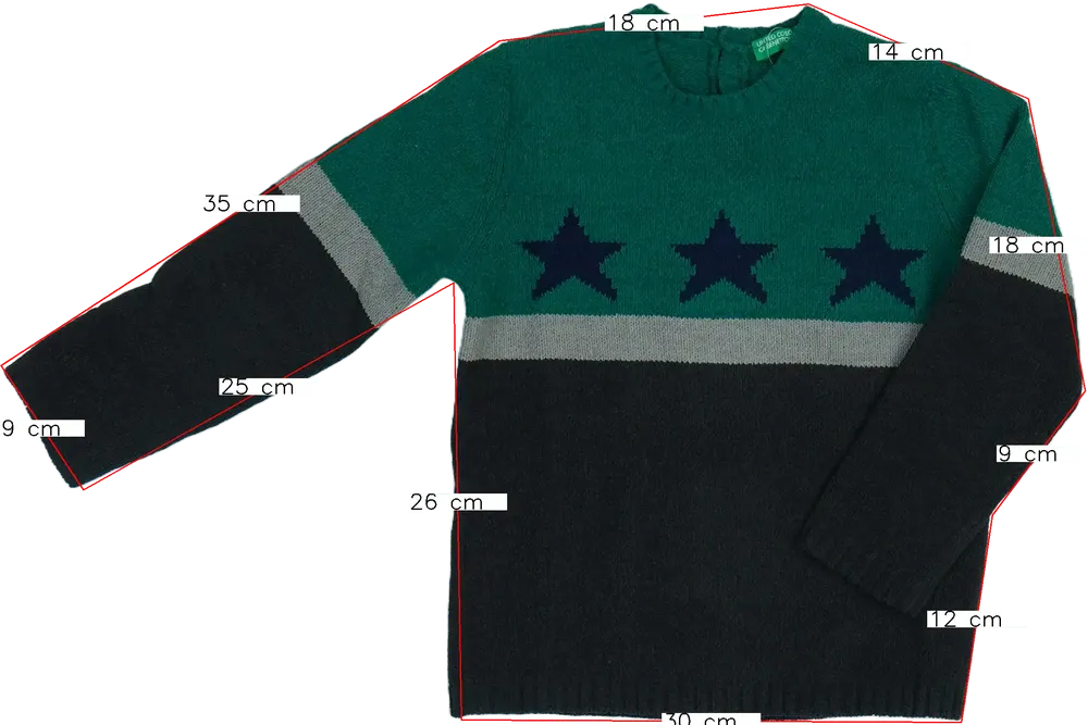 Zöld Benetton Kötött pulcsi EU 104 / UK 4 év / US 4T/XS