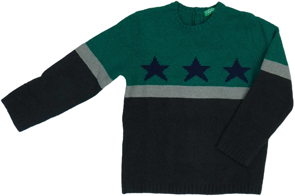 Zöld Benetton Kötött pulcsi EU 104 / UK 4 év / US 4T/XS