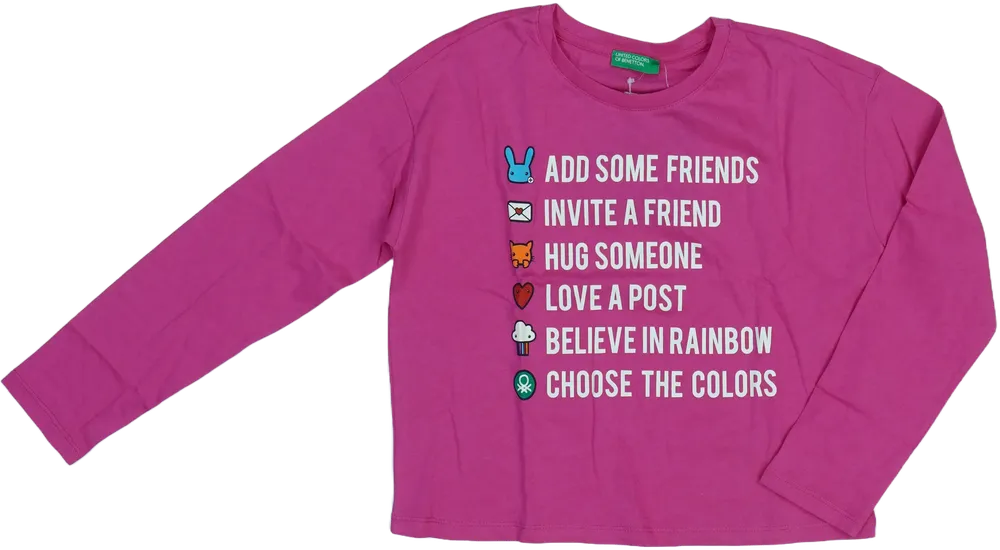 Rózsaszín Benetton Hosszú ujjú felső EU 128 / UK 8 év / US 8 év/M