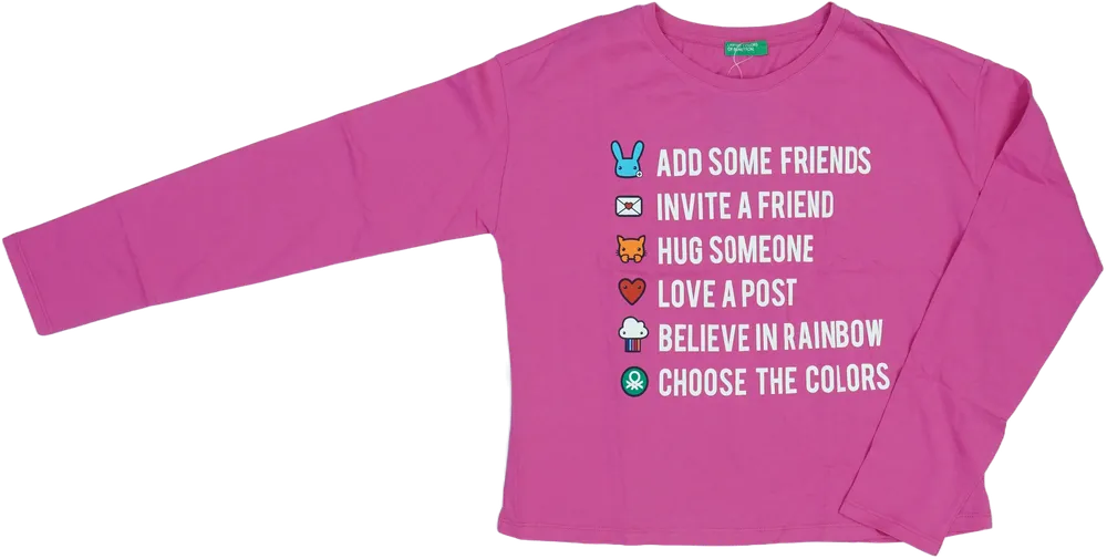 Rózsaszín Benetton Hosszú ujjú felső EU 158 / UK 13 év / US 14 év/XL