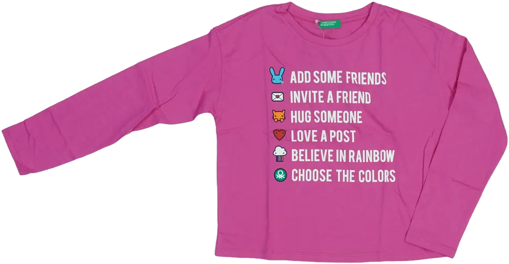 Rózsaszín Benetton Hosszú ujjú felső EU 140 / UK 10 év / US 10 év/L