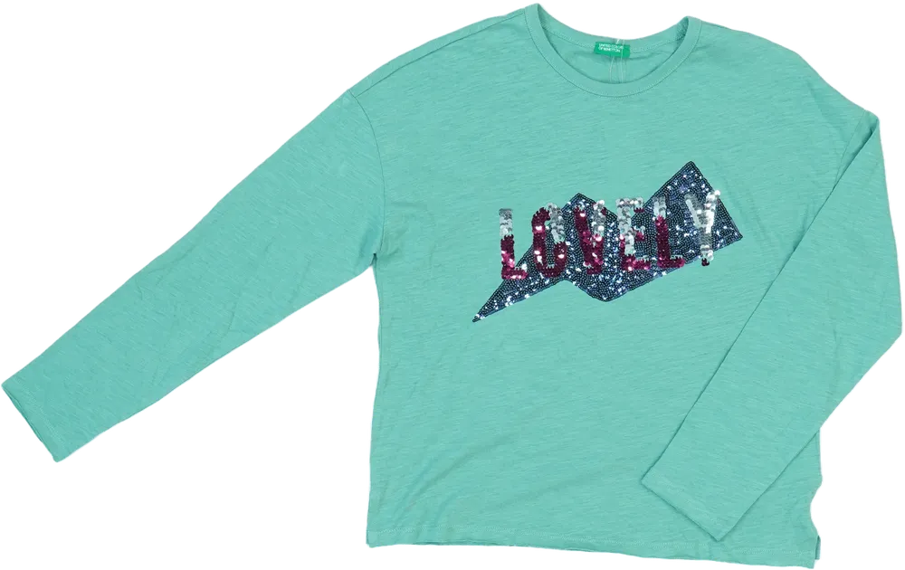 Zöld Benetton Hosszú ujjú felső EU 152 / UK 12 év / US 12 év/L