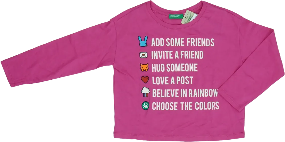 Rózsaszín Benetton Hosszú ujjú felső EU 110 / UK 5 év / US 5 év/XS