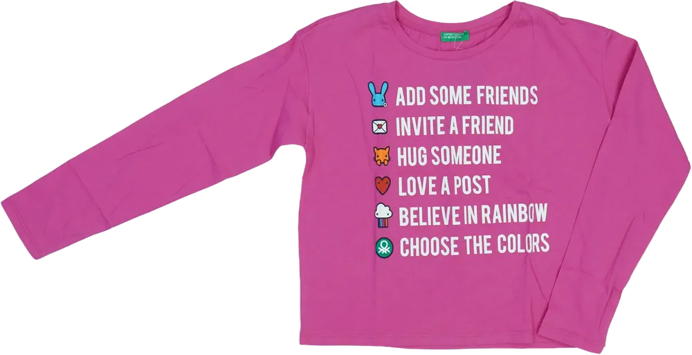 Rózsaszín Benetton Hosszú ujjú felső EU 152 / UK 12 év / US 12 év/L