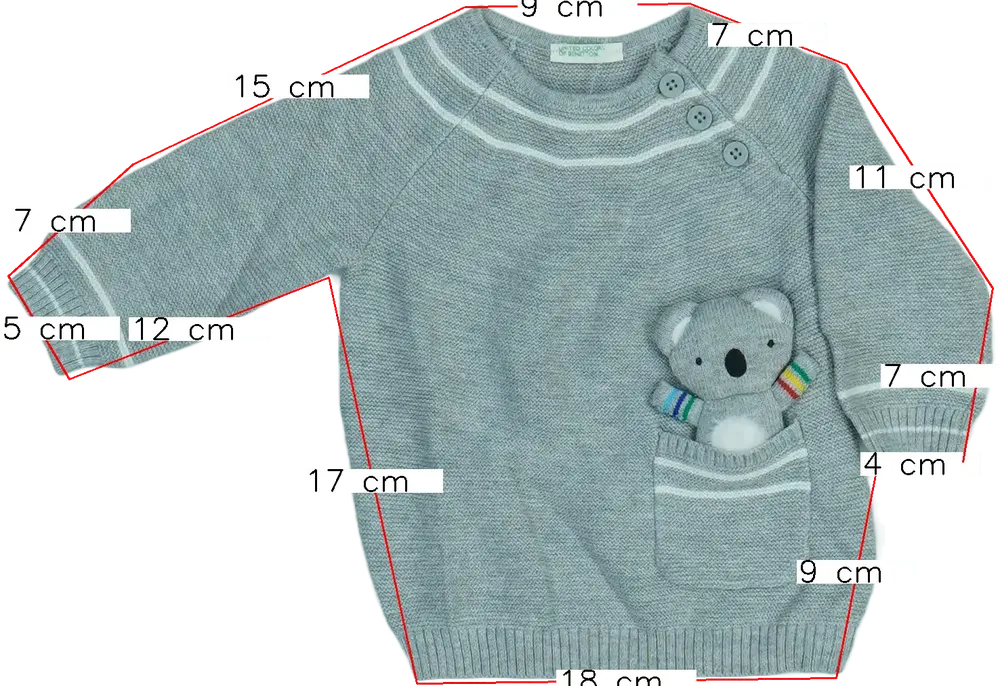 Szürke Benetton Kötött pulcsi EU 62 / UK 0-3 hónap / US 0-3 hónap