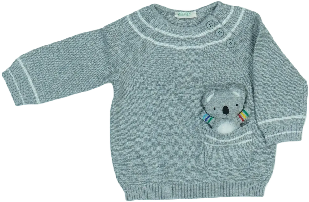 Szürke Benetton Kötött pulcsi EU 68 / UK 3-6 hónap / US 3-6 hónap