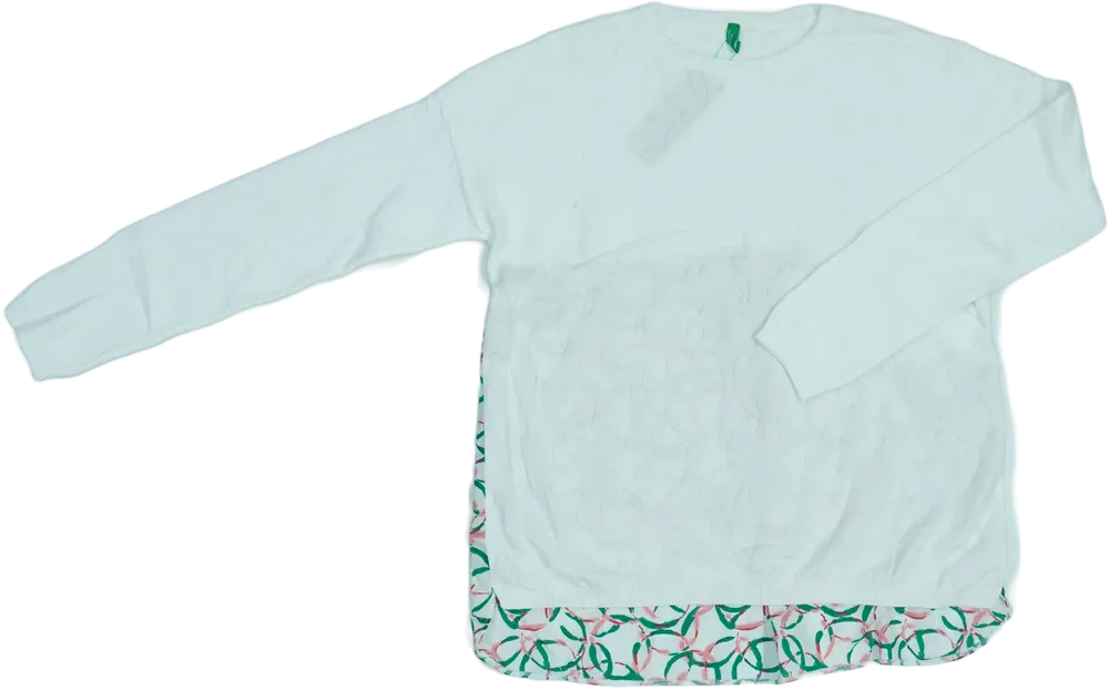 Fehér Benetton Kötött pulcsi EU 152 / UK 12 év / US 12 év/L