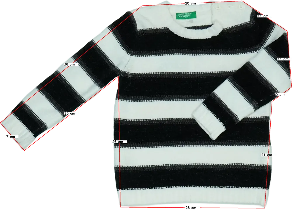 Fehér Benetton Kötött pulcsi EU 92 / UK 2 év / US 2T