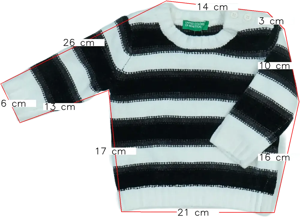 Fehér Benetton Kötött pulcsi EU 68 / UK 3-6 hónap / US 3-6 hónap