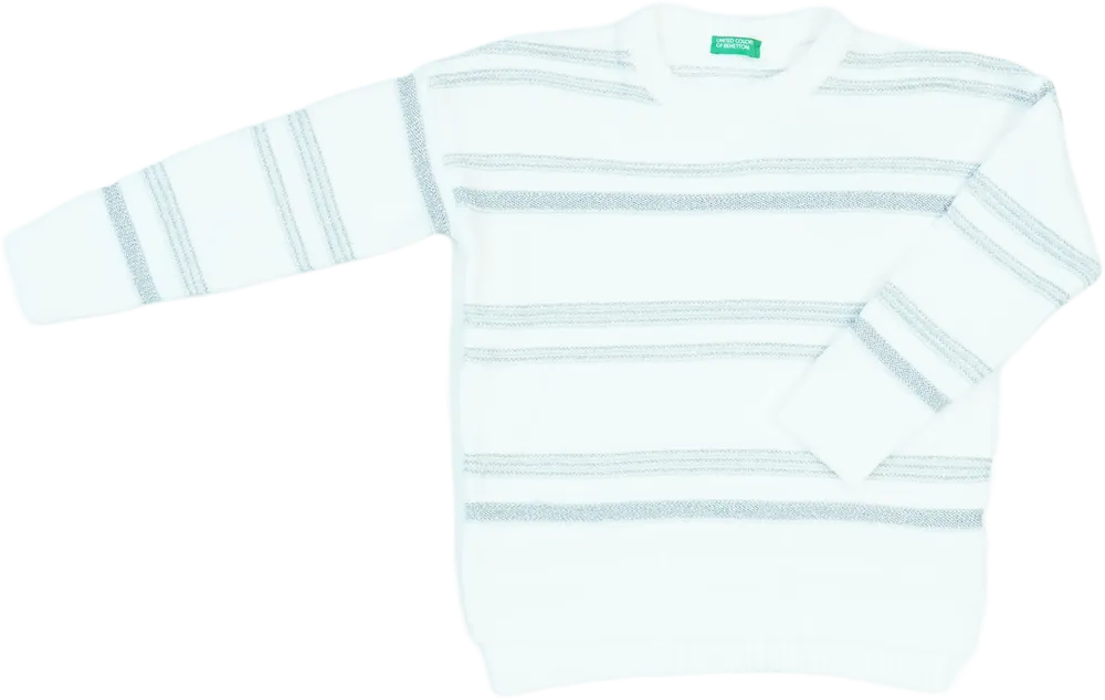 Fehér Benetton Kötött pulcsi EU 122 / UK 7 év / US 7 év/M