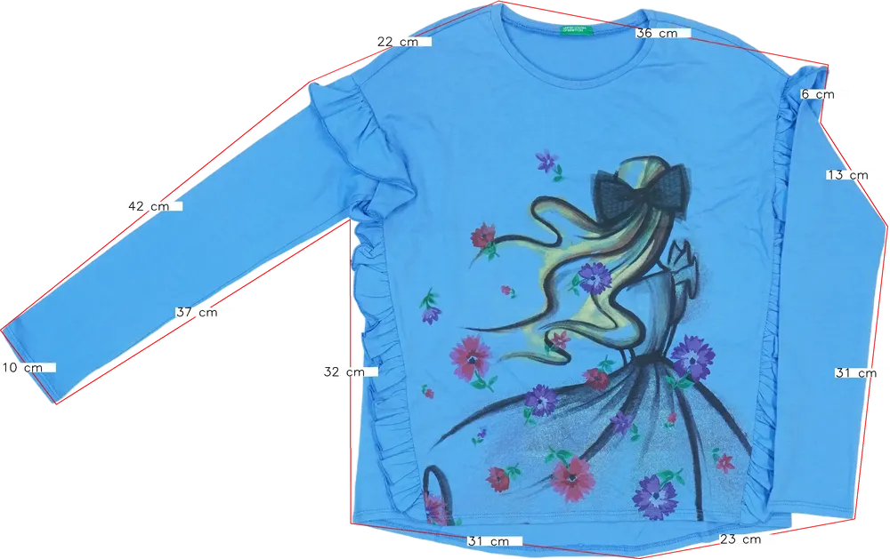 Kék Benetton Hosszú ujjú felső EU 152 / UK 12 év / US 12 év/L