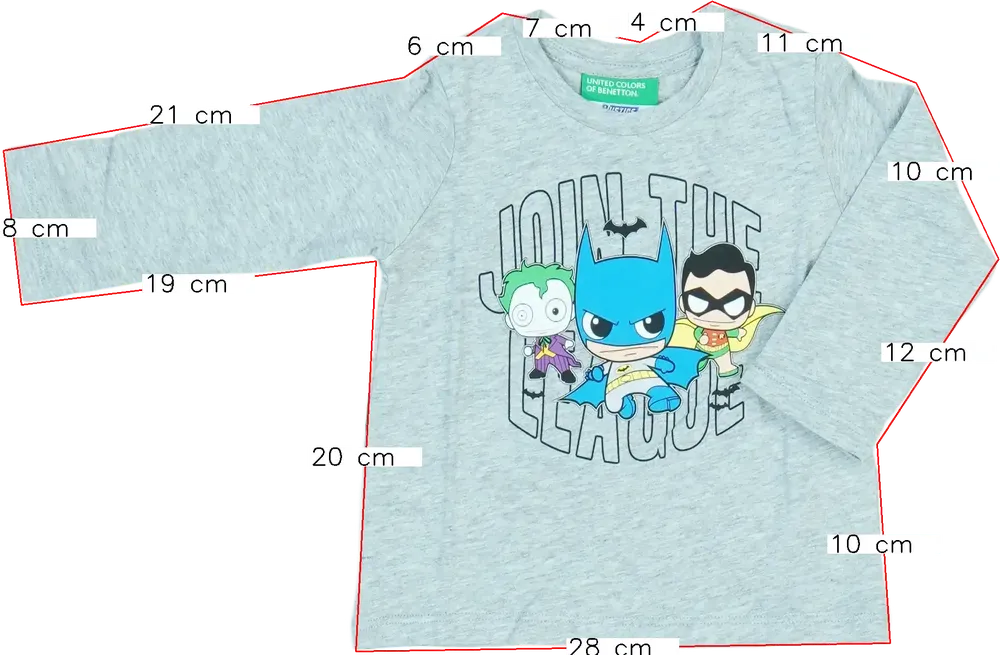 Szürke Benetton Hosszú ujjú felső EU 68 / UK 3-6 hónap / US 3-6 hónap