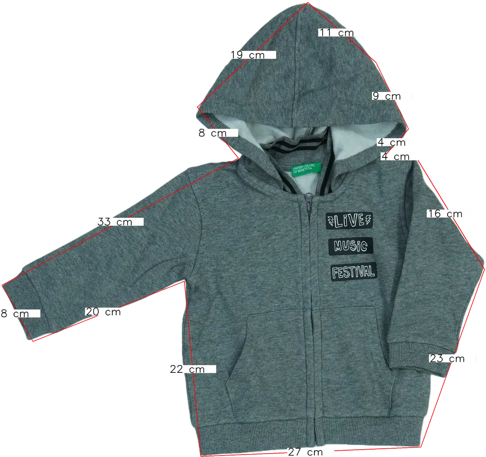 Szürke Benetton Kapucnis pulóver EU 86 / UK 12-18 hónap / US 18 hónap