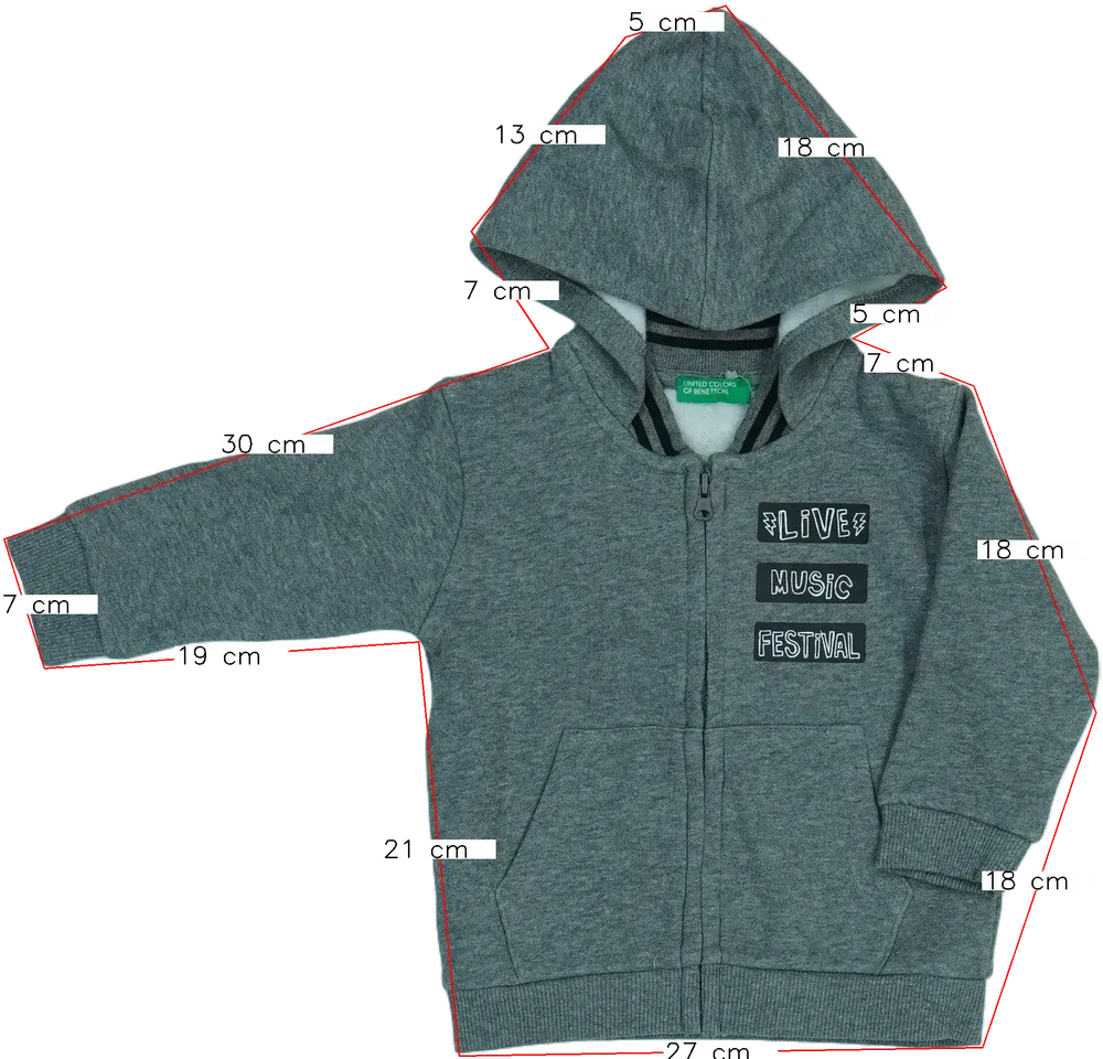 Szürke Benetton Kapucnis pulóver EU 80 / UK 9-12 hónap / US 12 hónap