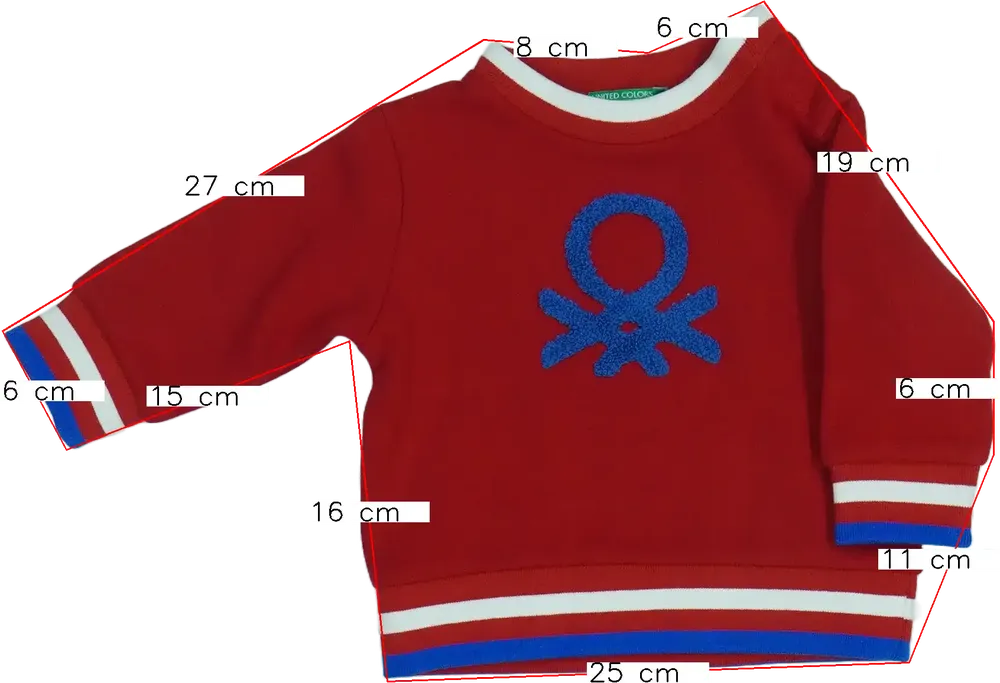 Piros Benetton Pulóver EU 68 / UK 3-6 hónap / US 3-6 hónap
