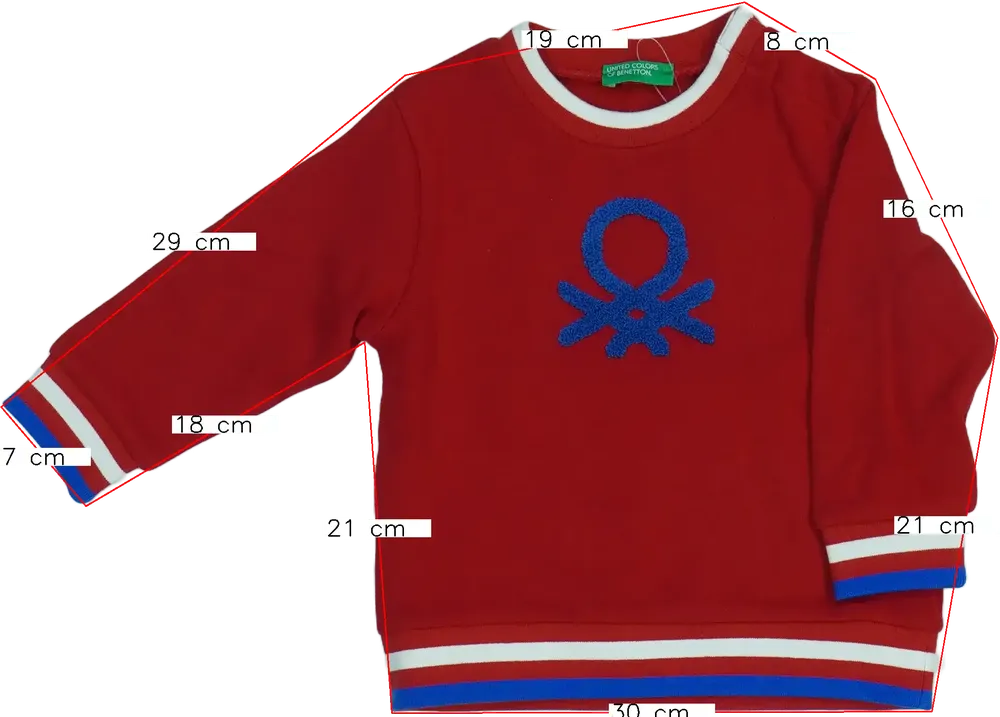 Piros Benetton Pulóver EU 86 / UK 12-18 hónap / US 18 hónap