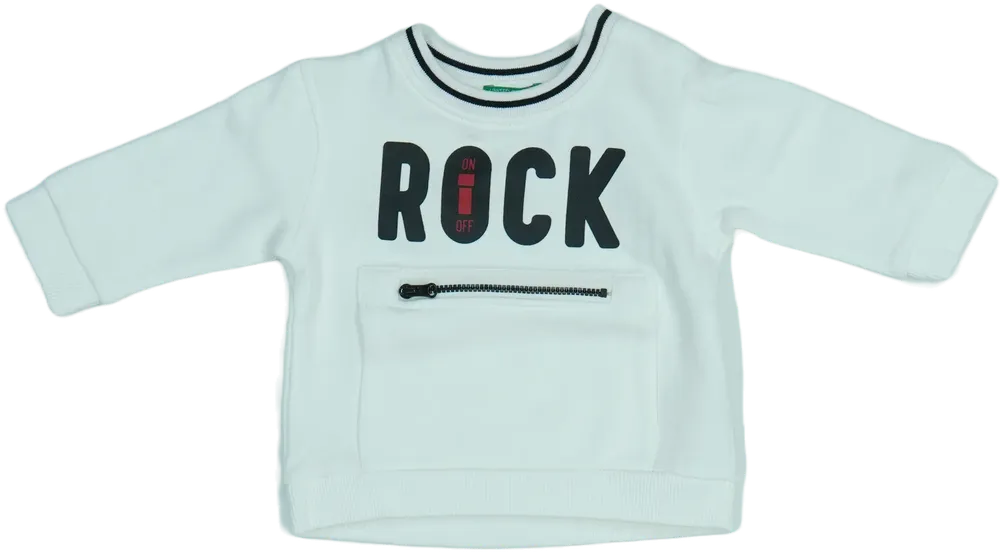 Fehér Benetton Pulóver EU 74 / UK 6-9 hónap / US 6-9 hónap