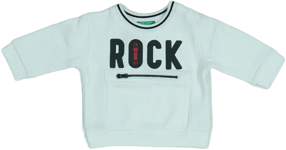 Fehér Benetton Pulóver EU 68 / UK 3-6 hónap / US 3-6 hónap