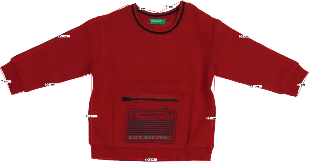 Piros Benetton Pulóver EU 92 / UK 2 év / US 2T