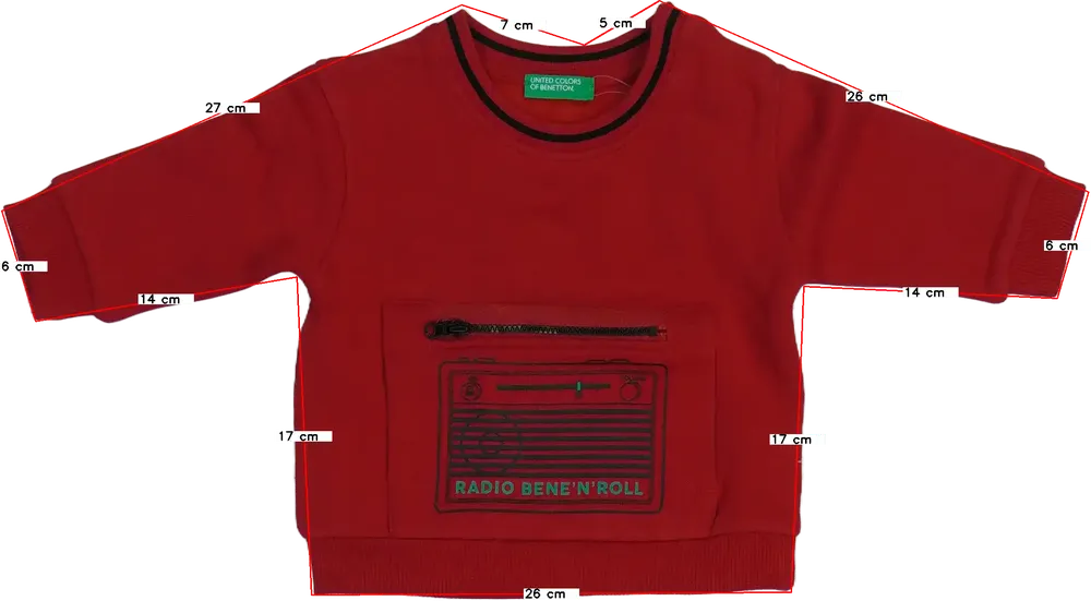 Piros Benetton Pulóver EU 74 / UK 6-9 hónap / US 6-9 hónap