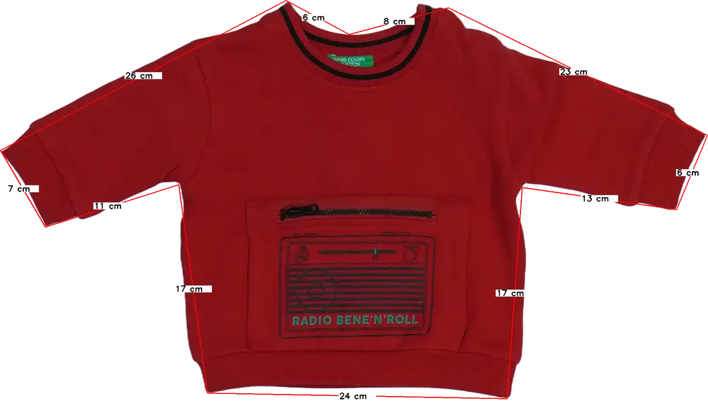 Piros Benetton Pulóver EU 68 / UK 3-6 hónap / US 3-6 hónap