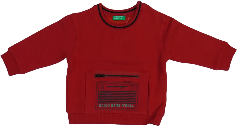 Piros Benetton Pulóver EU 86 / UK 12-18 hónap / US 18 hónap