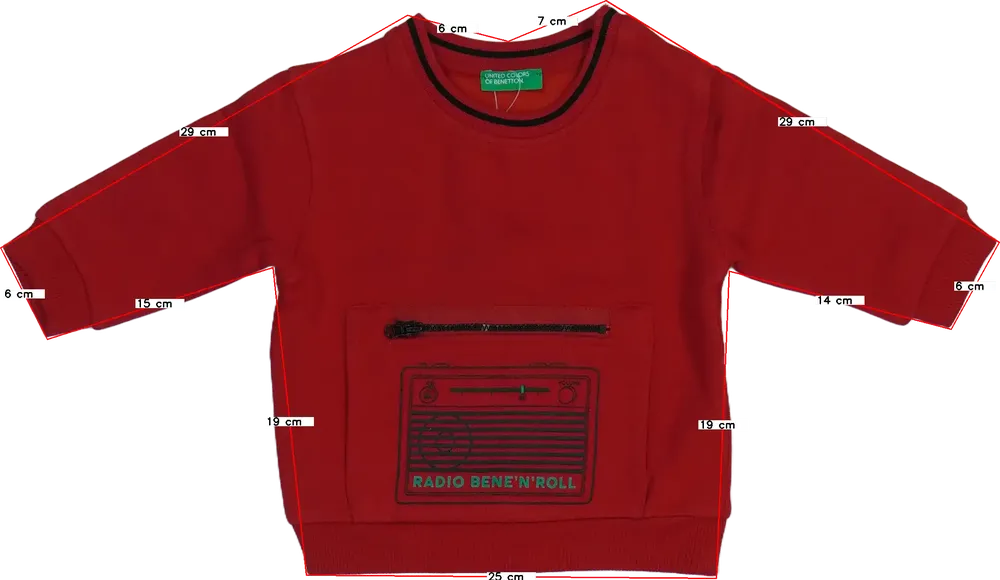 Piros Benetton Pulóver EU 80 / UK 9-12 hónap / US 12 hónap