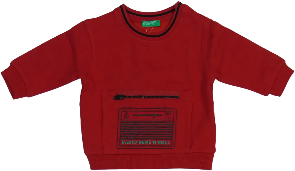 Piros Benetton Pulóver EU 80 / UK 9-12 hónap / US 12 hónap