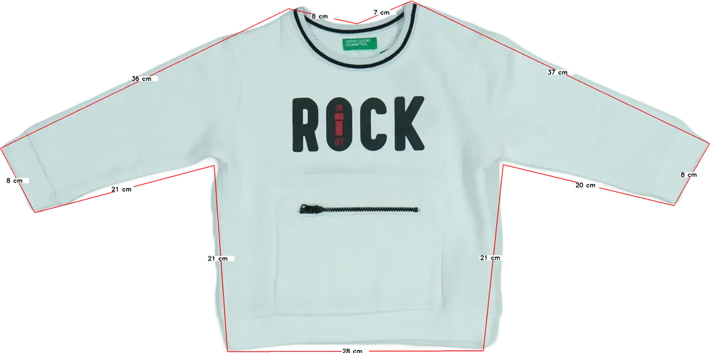 Fehér Benetton Pulóver EU 92 / UK 2 év / US 2T