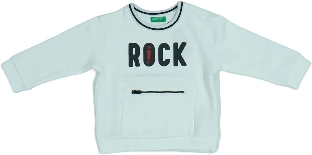 Fehér Benetton Pulóver EU 92 / UK 2 év / US 2T