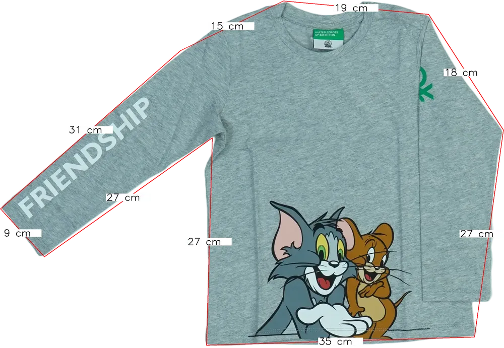 Szürke Benetton Hosszú ujjú felső EU 104 / UK 4 év / US 4T/XS