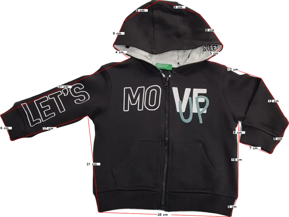 Szürke Benetton Kapucnis pulóver EU 86 / UK 12-18 hónap / US 18 hónap