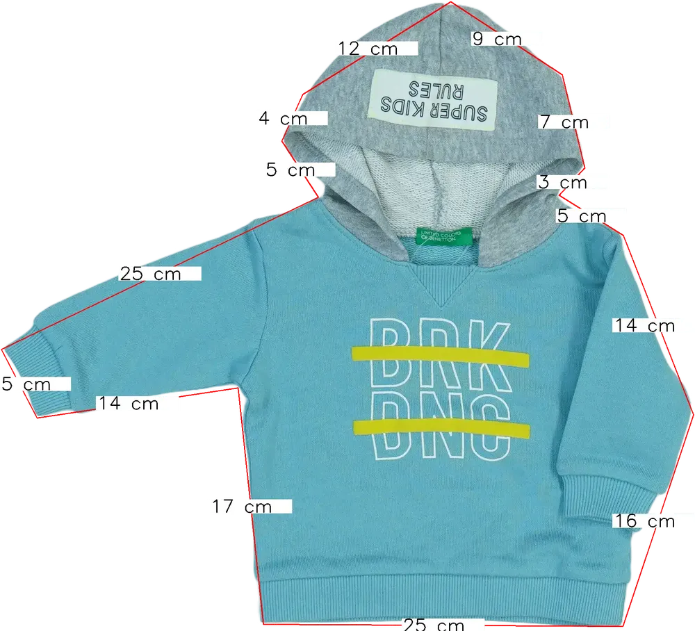Kék Benetton Kapucnis pulóver EU 74 / UK 6-9 hónap / US 6-9 hónap