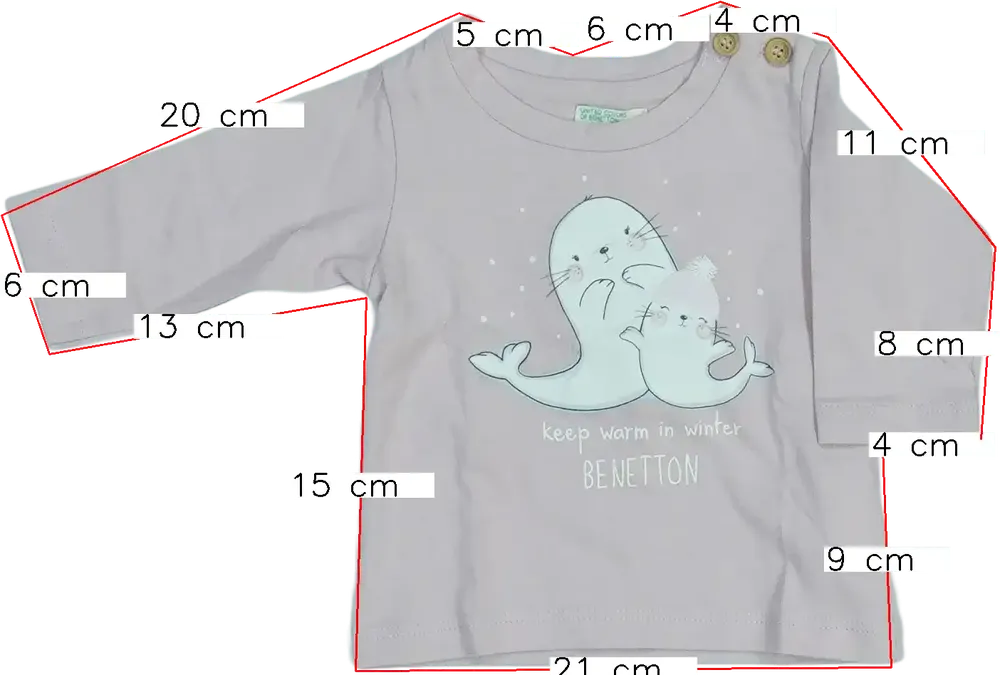 Rózsaszín Benetton Hosszú ujjú felső EU 50 / UK Újszülött / US Újszülött