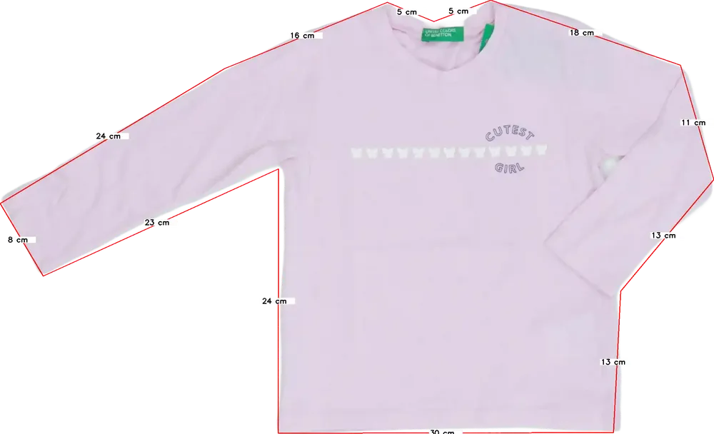 Rózsaszín Benetton Hosszú ujjú felső EU 92 / UK 2 év / US 2T