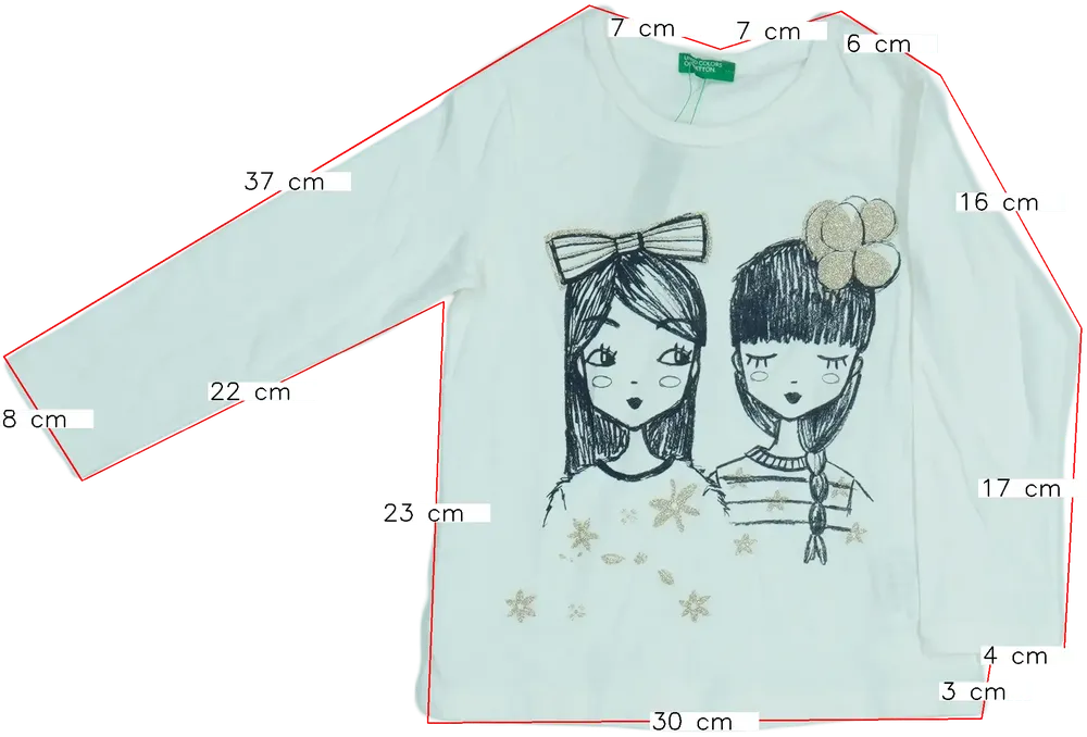 Fehér Benetton Hosszú ujjú felső EU 86 / UK 12-18 hónap / US 18 hónap