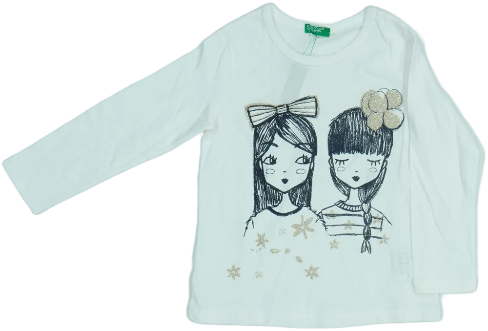 Fehér Benetton Hosszú ujjú felső EU 86 / UK 12-18 hónap / US 18 hónap