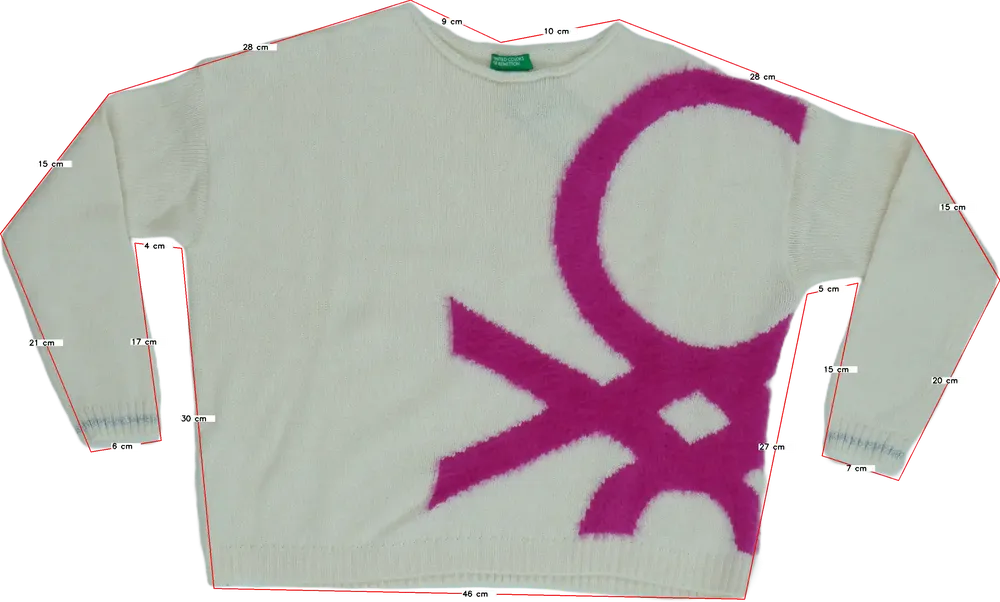 Fehér Benetton Kötött pulcsi EU 152 / UK 12 év / US 12 év/L