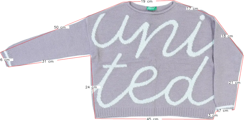 Lila Benetton Kötött pulcsi EU 128 / UK 8 év / US 8 év/M