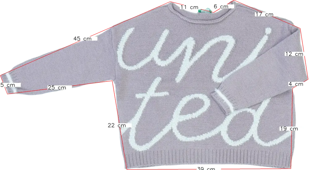 Lila Benetton Kötött pulcsi EU 110 / UK 5 év / US 5 év/XS