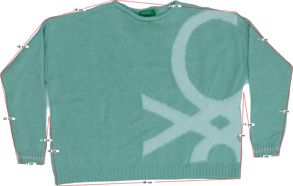 Zöld Benetton Kötött pulcsi EU 128 / UK 8 év / US 8 év/M