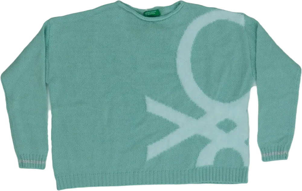 Zöld Benetton Kötött pulcsi EU 128 / UK 8 év / US 8 év/M
