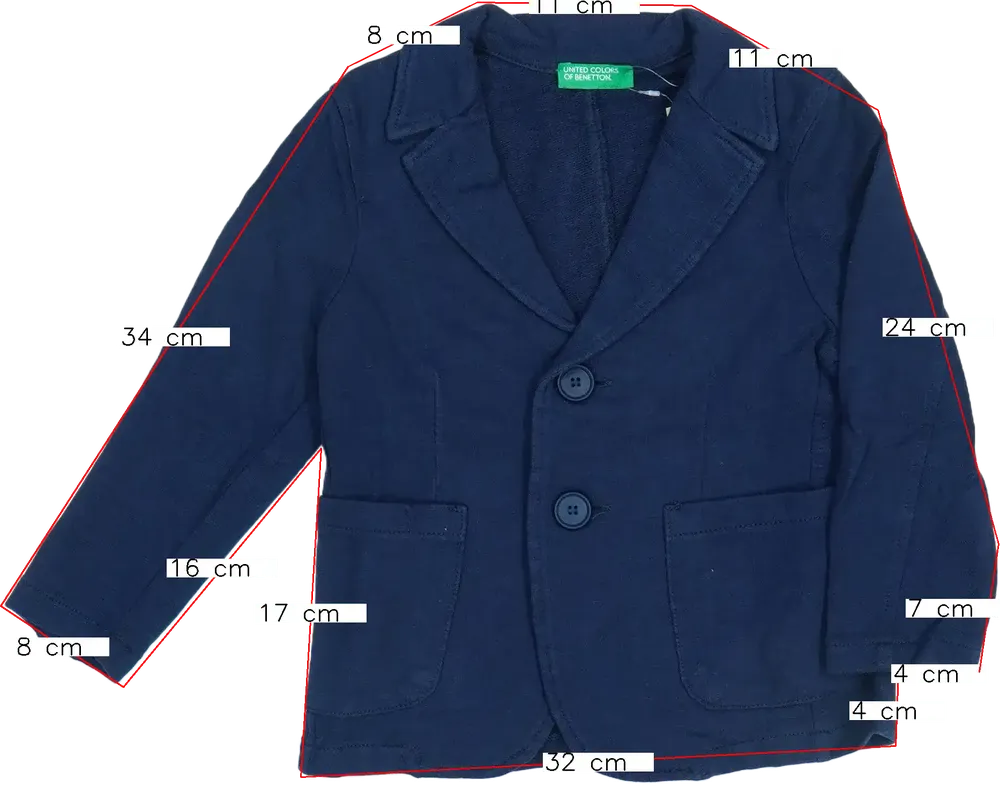 Kék Benetton Blézer és Zakó EU 92 / UK 2 év / US 2T