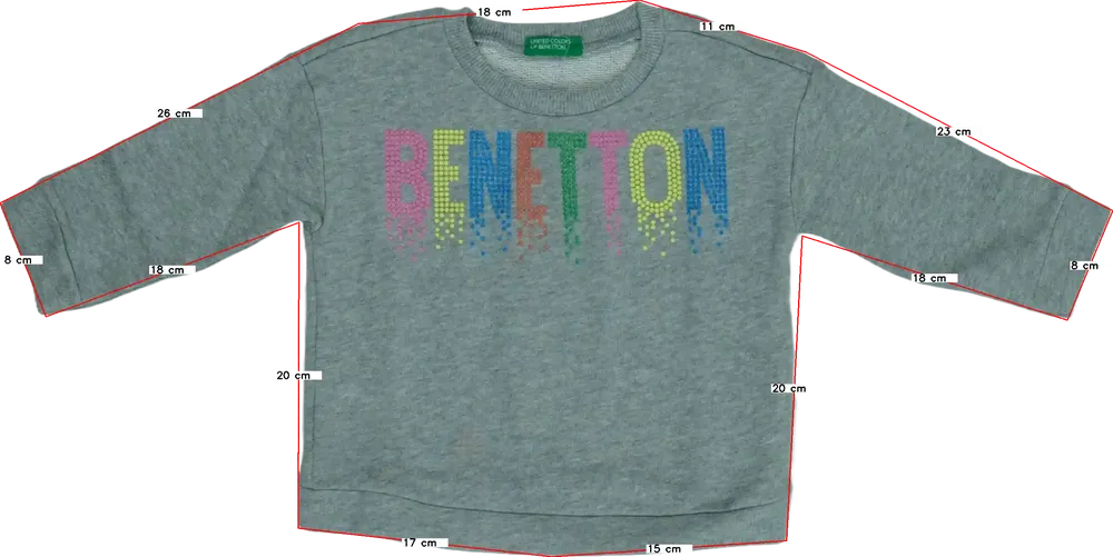 Szürke Benetton Pulóver EU 86 / UK 12-18 hónap / US 18 hónap