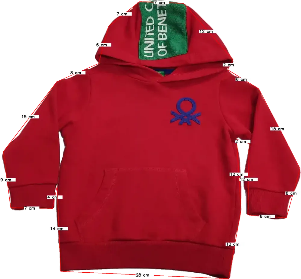 Piros Benetton Kapucnis pulóver EU 92 / UK 2 év / US 2T
